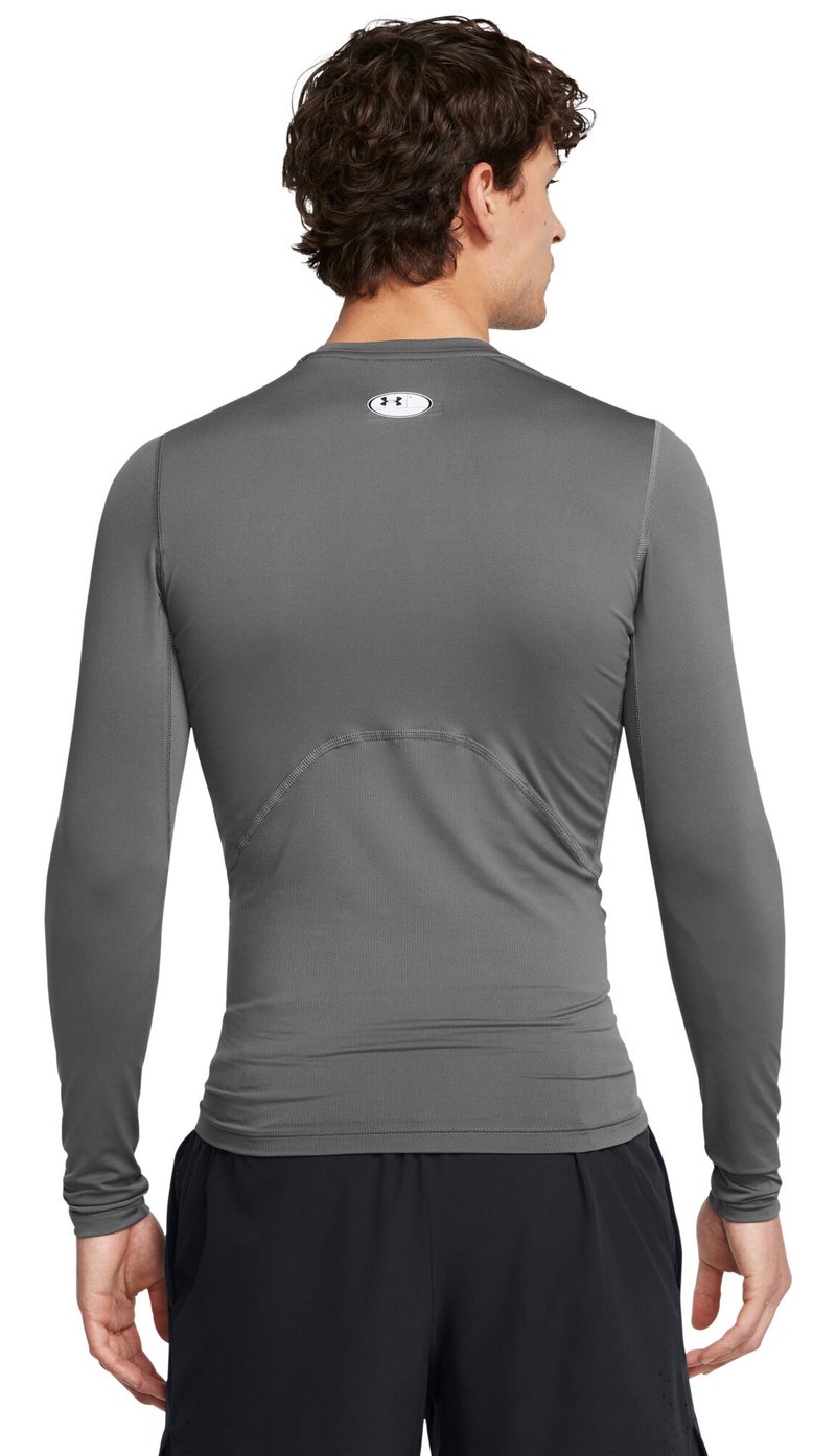 Under Armour HeatGear pánske kompresné tričko s dlhým rukávom, castlerock/biele