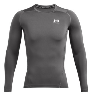 Under Armour HeatGear pánske kompresné tričko s dlhým rukávom, castlerock/biele