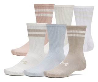 Under Armour Essential Crew unisex ponožky (6 pack), timberwolf taupe/biela/stone