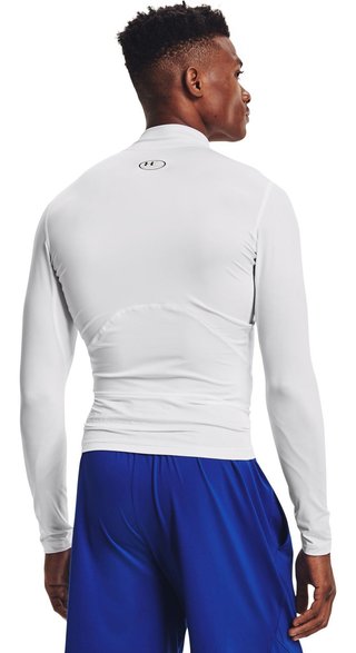 Under Armour HeatGear Comp Mock pánske kompresné tričko s dlhým rukávom, bielo/čierne