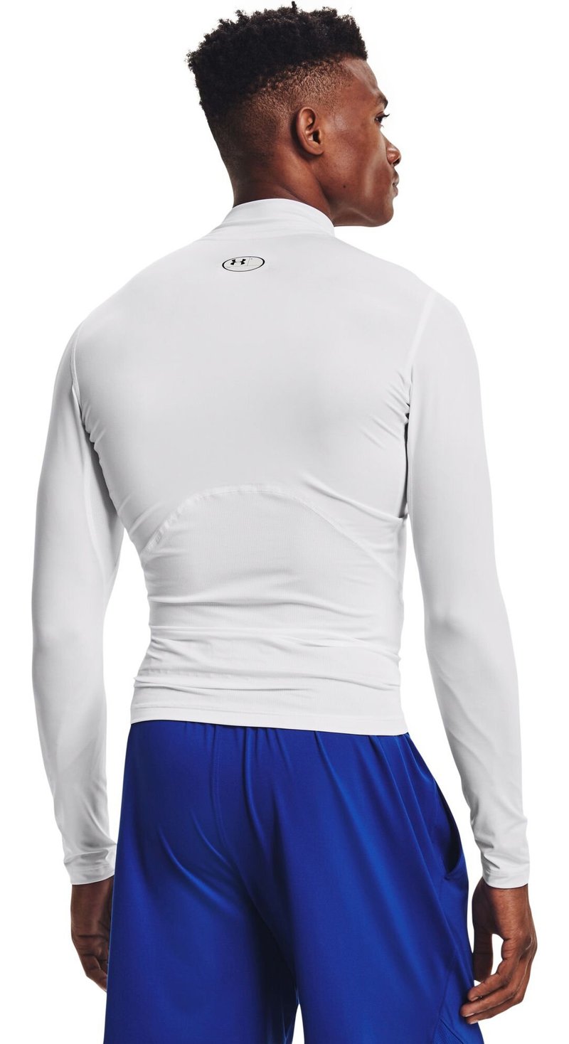 Under Armour HeatGear Comp Mock pánske kompresné tričko s dlhým rukávom, bielo/čierne