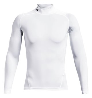Under Armour HeatGear Comp Mock pánske kompresné tričko s dlhým rukávom, bielo/čierne