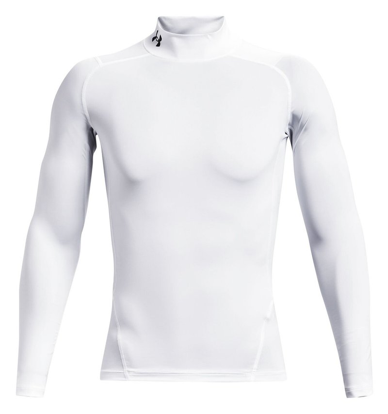 Under Armour HeatGear Comp Mock pánske kompresné tričko s dlhým rukávom, bielo/čierne