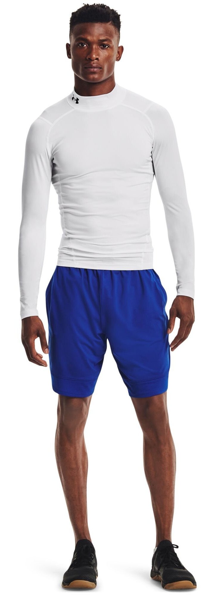 Under Armour HeatGear Comp Mock pánske kompresné tričko s dlhým rukávom, bielo/čierne