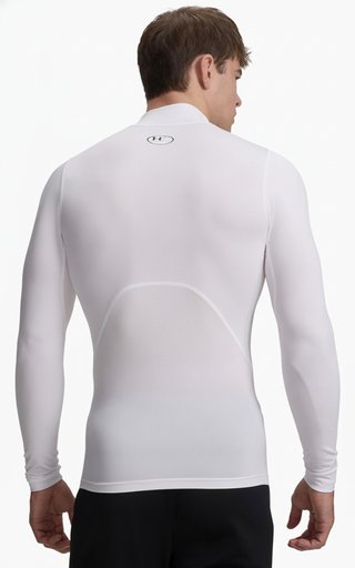 Under Armour HeatGear Comp Mock pánske kompresné tričko s dlhým rukávom, bielo/čierne