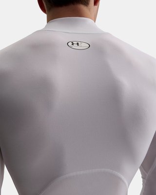 Under Armour HeatGear Comp Mock pánske kompresné tričko s dlhým rukávom, bielo/čierne