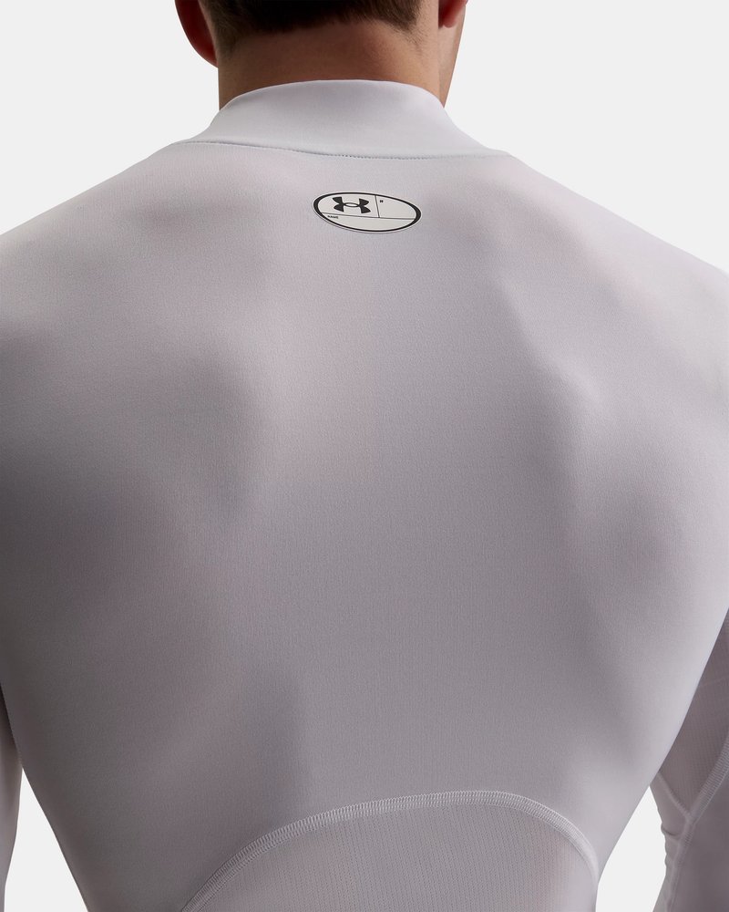 Under Armour HeatGear Comp Mock pánske kompresné tričko s dlhým rukávom, bielo/čierne