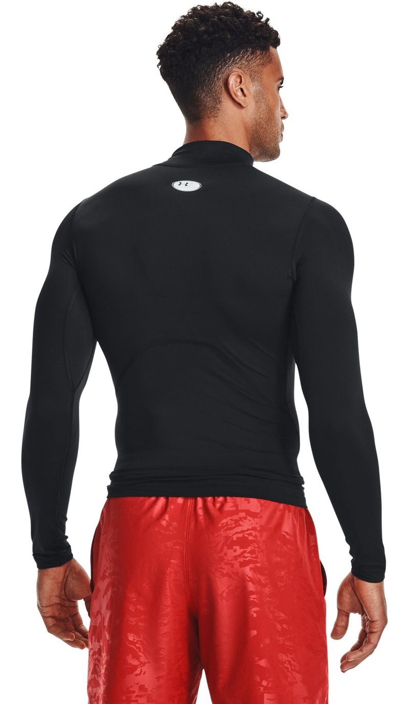 Under Armour HeatGear Comp Mock pánske kompresné tričko s dlhým rukávom, čierne/biele