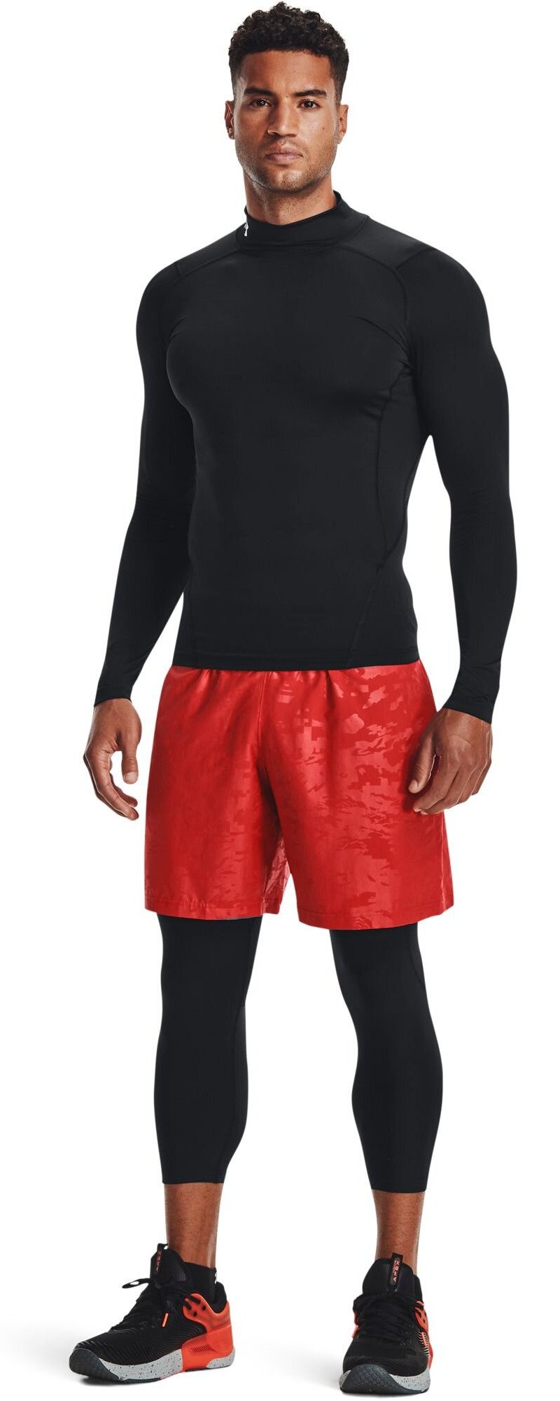 Under Armour HeatGear Comp Mock pánske kompresné tričko s dlhým rukávom, čierne/biele