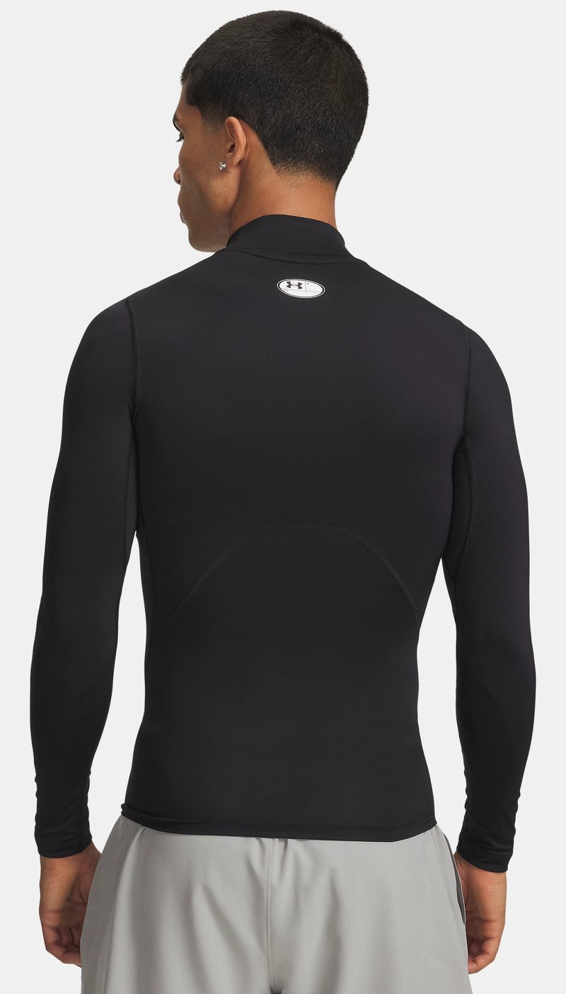 Under Armour HeatGear Comp Mock pánske kompresné tričko s dlhým rukávom, čierne/biele