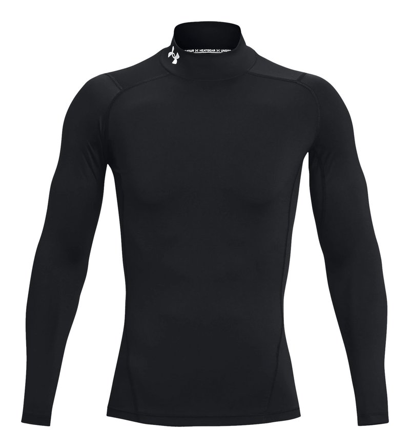 Under Armour HeatGear Comp Mock pánske kompresné tričko s dlhým rukávom, čierne/biele