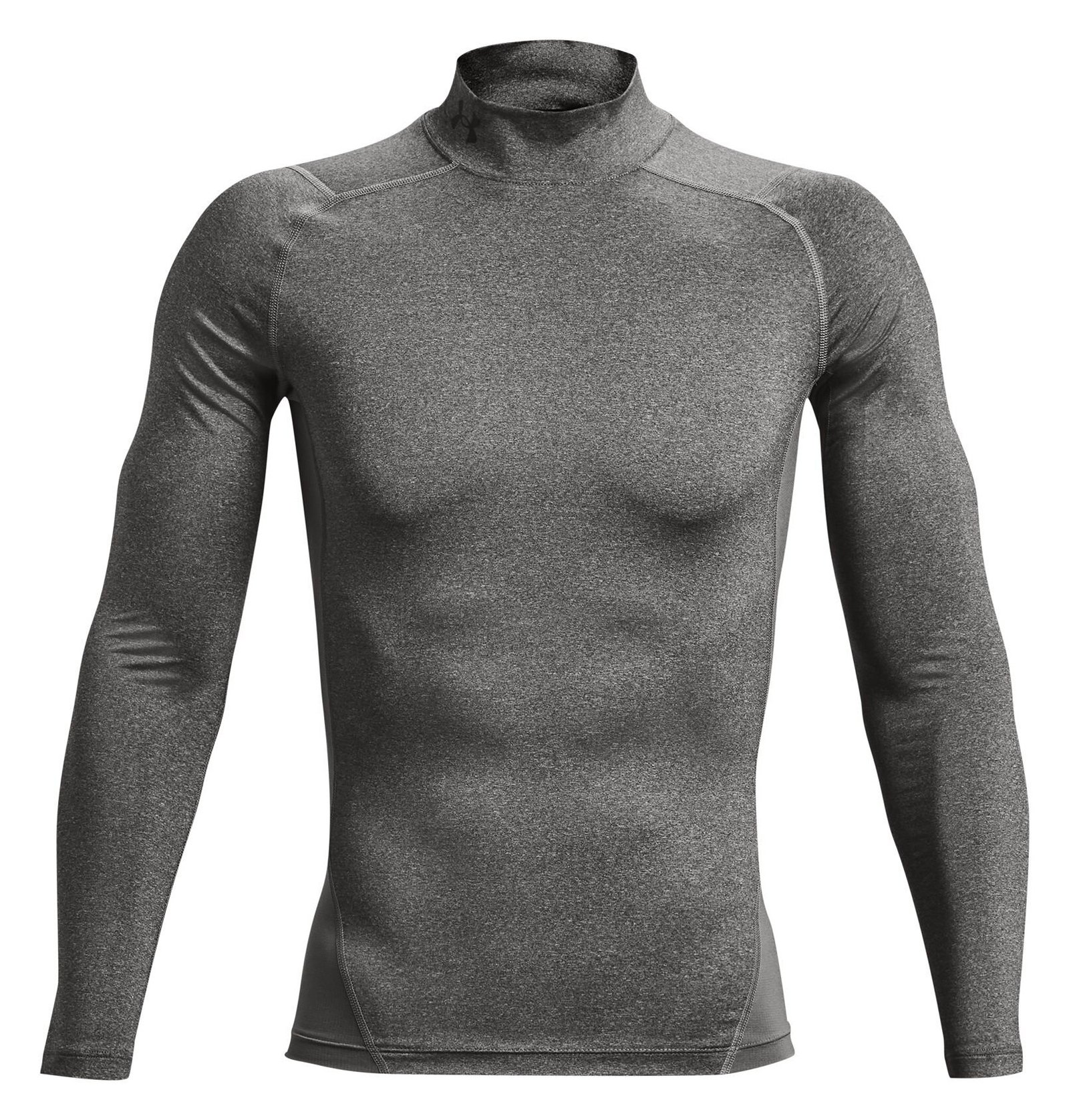 Under Armour HeatGear Comp Mock pánske kompresné tričko s dlhým rukávom, carbon heather/čierne