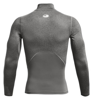 Under Armour HeatGear Comp Mock pánske kompresné tričko s dlhým rukávom, carbon heather/čierne