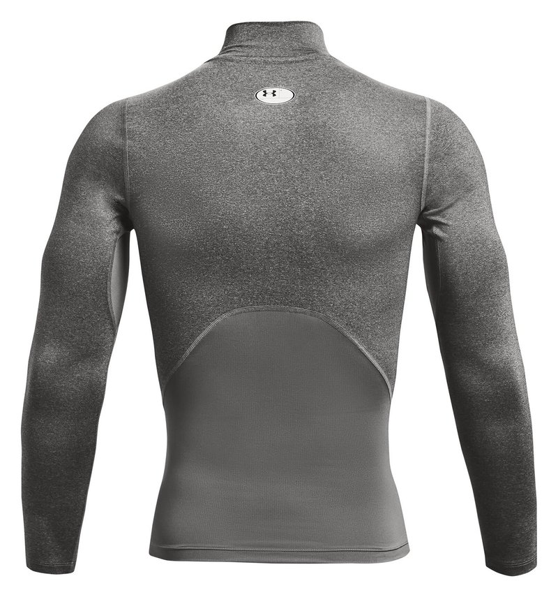 Under Armour HeatGear Comp Mock pánske kompresné tričko s dlhým rukávom, carbon heather/čierne