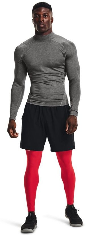 Under Armour HeatGear Comp Mock pánske kompresné tričko s dlhým rukávom, carbon heather/čierne