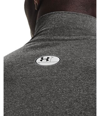 Under Armour HeatGear Comp Mock pánske kompresné tričko s dlhým rukávom, carbon heather/čierne