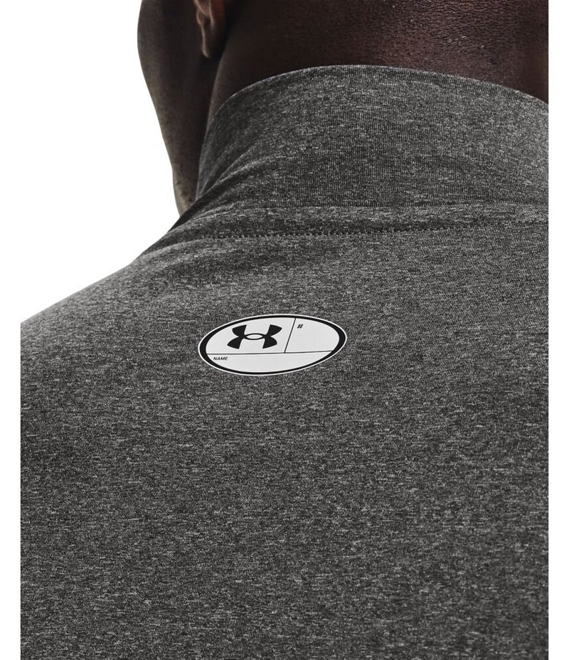 Under Armour HeatGear Comp Mock pánske kompresné tričko s dlhým rukávom, carbon heather/čierne