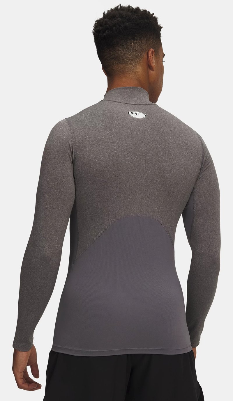 Under Armour HeatGear Comp Mock pánske kompresné tričko s dlhým rukávom, carbon heather/čierne