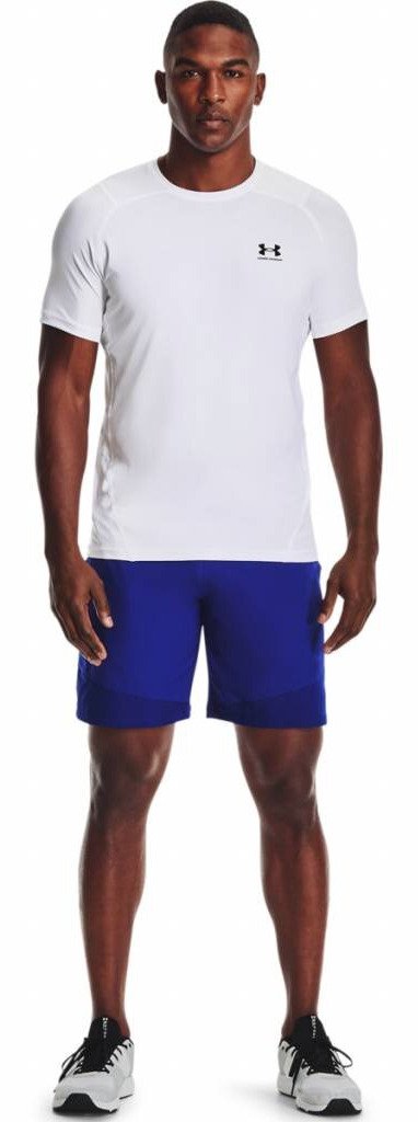 Under Armour HG Fitted SS pánske tričko, bielo/čierne