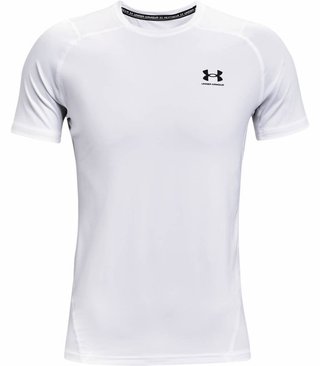 Under Armour HG Fitted SS pánske tričko, bielo/čierne