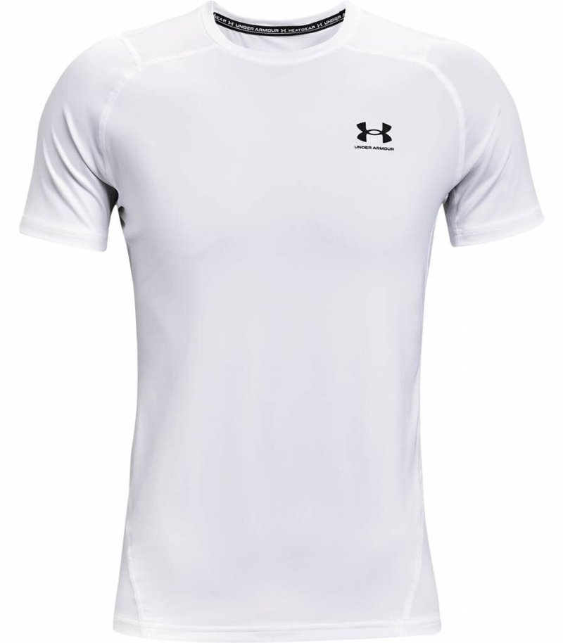 Under Armour HG Fitted SS pánske tričko, bielo/čierne