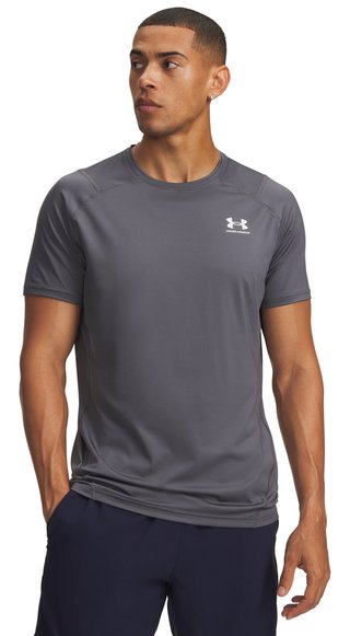 Under Armour HeatGear Fitted S pánske tričko, castlerock/biele