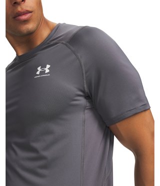 Under Armour HeatGear Fitted S pánske tričko, castlerock/biele