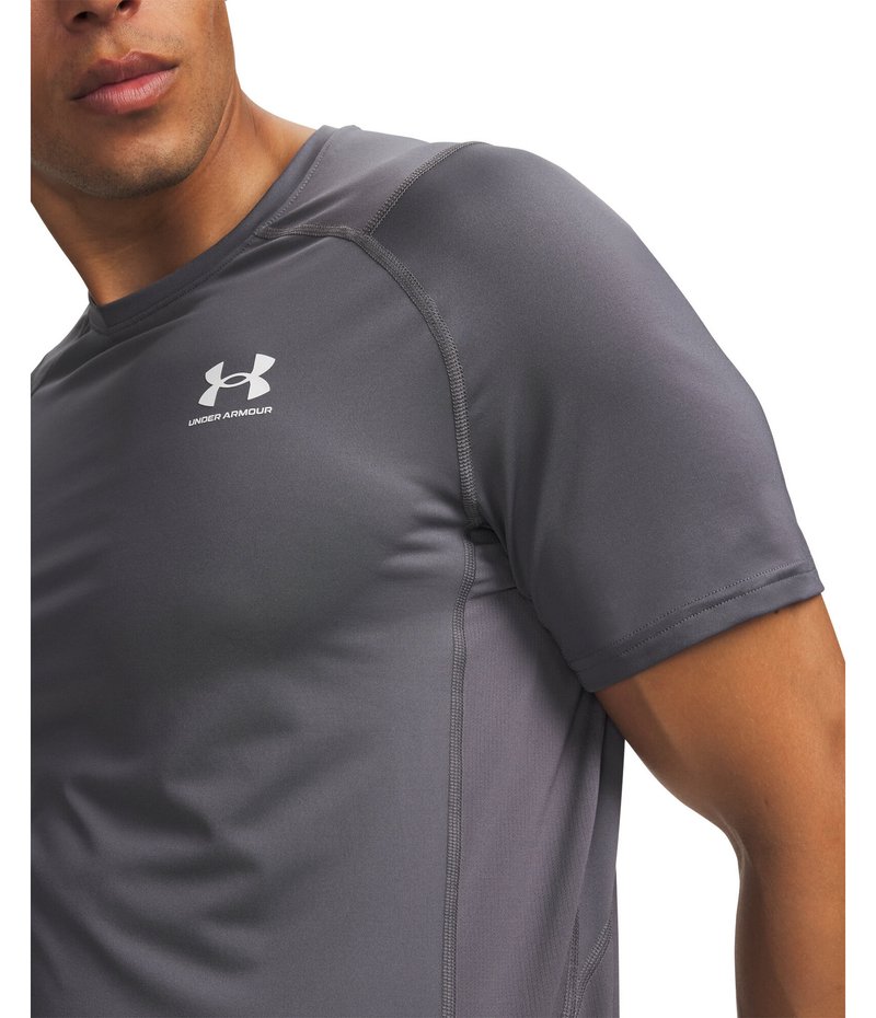 Under Armour HeatGear Fitted S pánske tričko, castlerock/biele