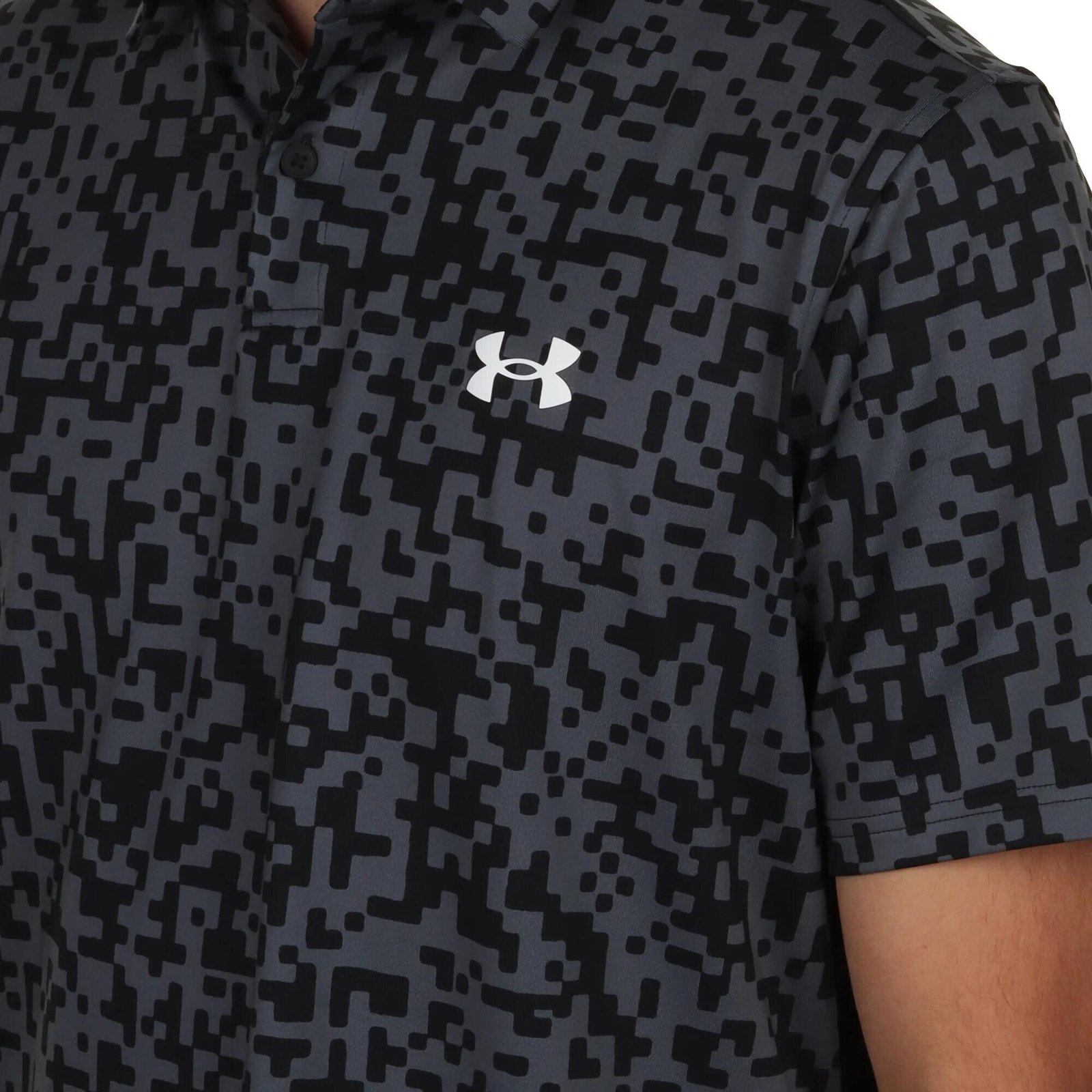 Under Armour T2G Printed pánske polo, čierne/castlerock