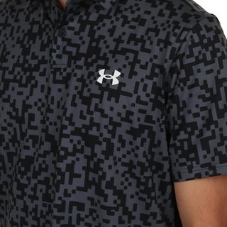 Under Armour T2G Printed pánske polo, čierne/castlerock