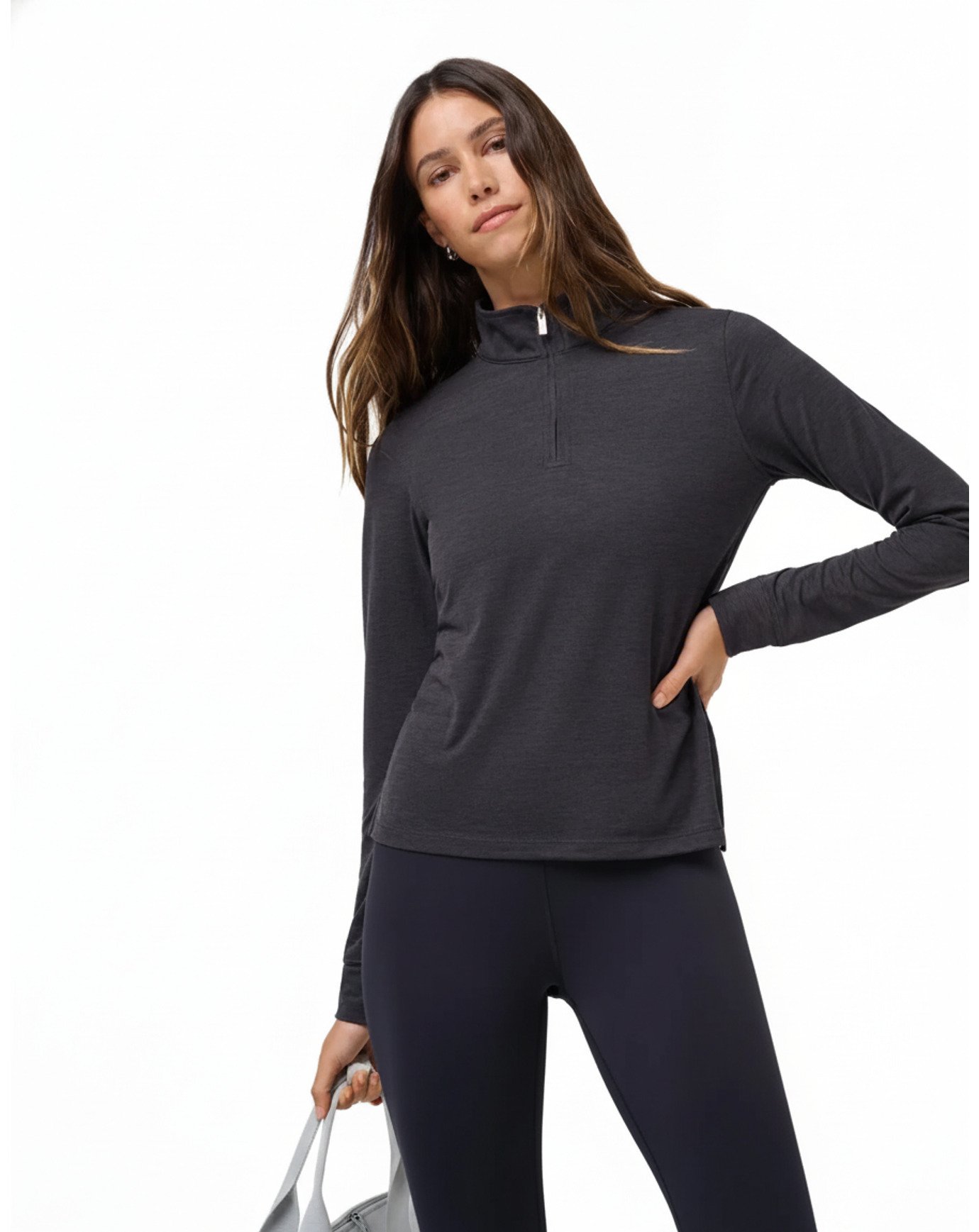 Travis Mathew Skyloft Light Zip longsleeve dámske polo, heather black
