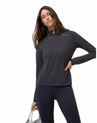Travis Mathew Skyloft Light Zip longsleeve dámske polo, heather black
