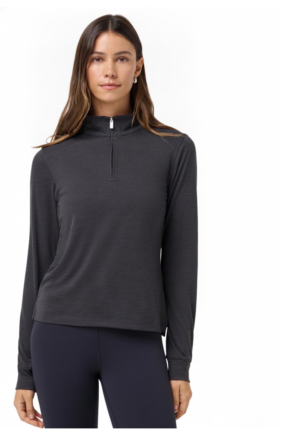 Travis Mathew Skyloft Light Zip longsleeve dámske polo, heather black