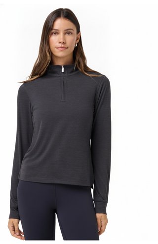 Travis Mathew Skyloft Light Zip longsleeve dámske polo, heather black