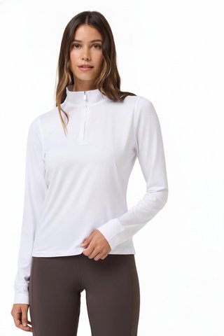 Travis Mathew Skyloft Light Zip longsleeve dámske polo, biele