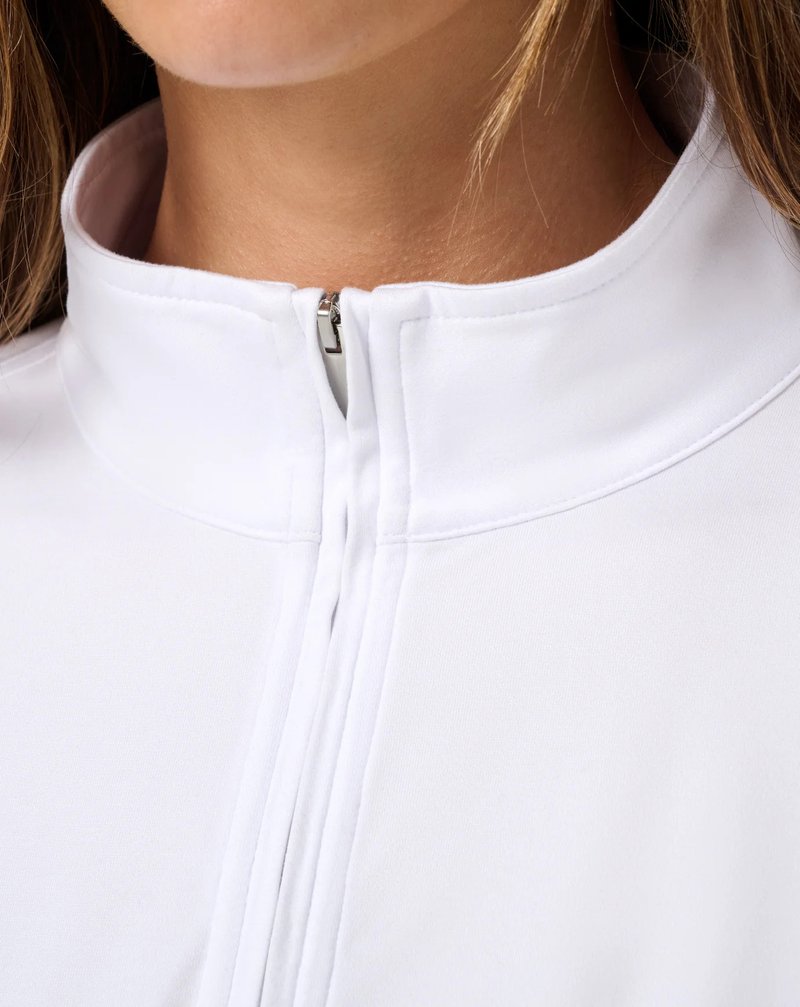 Travis Mathew Skyloft Light Zip longsleeve dámske polo, biele