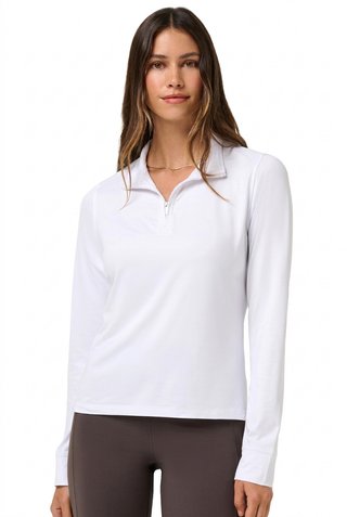 Travis Mathew Skyloft Light Zip longsleeve dámske polo, biele
