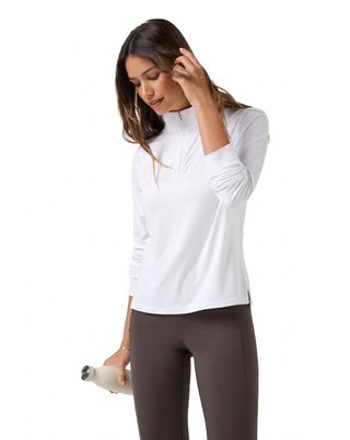 Travis Mathew Skyloft Light Zip longsleeve dámske polo, biele