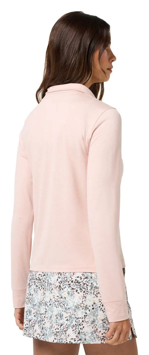 Travis Mathew Skyloft Light Zip longsleeve dámske polo, heather blush pink