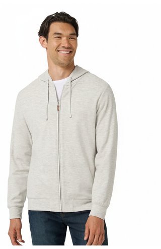 Travis Mathew Cloud Sweater Full Zip pánska mikina na zips, heather grey