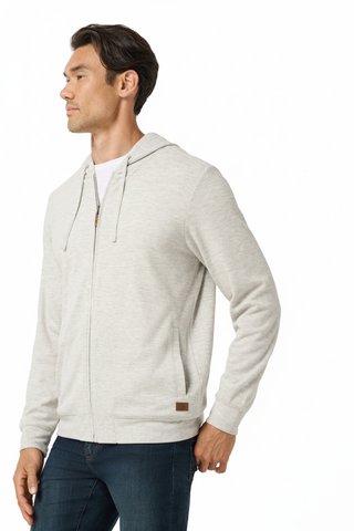 Travis Mathew Cloud Sweater Full Zip pánska mikina na zips, heather grey