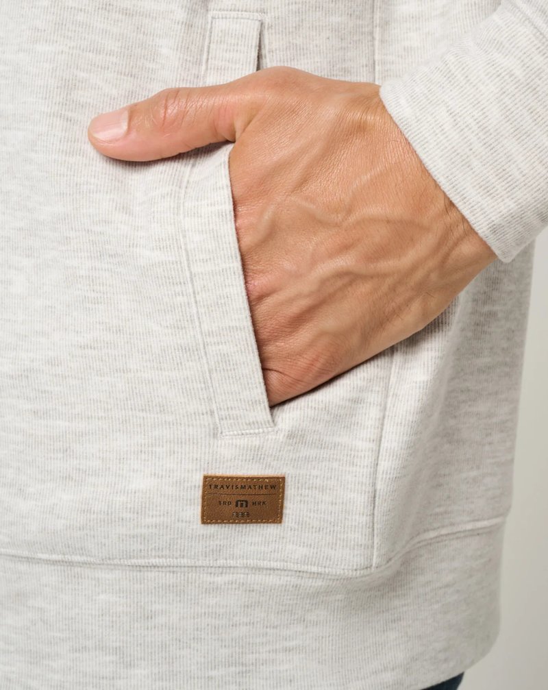 Travis Mathew Cloud Sweater Full Zip pánska mikina na zips, heather grey