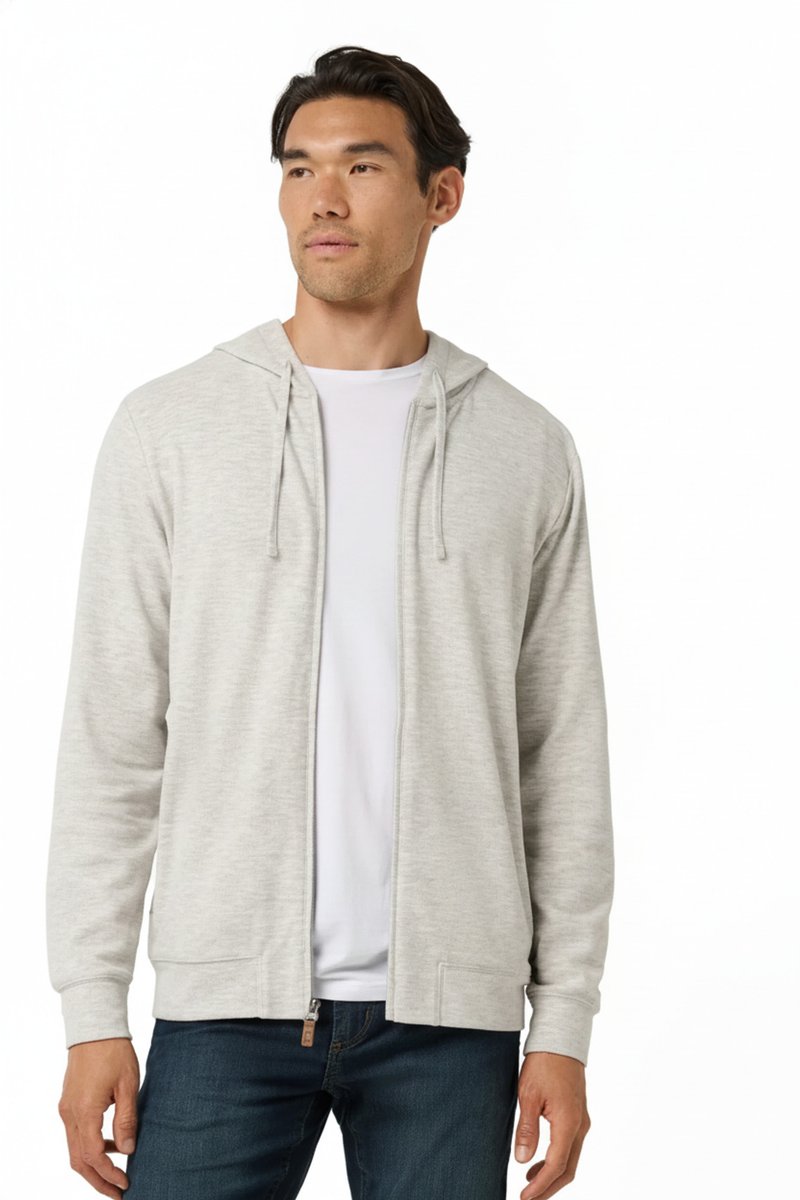 Travis Mathew Cloud Sweater Full Zip pánska mikina na zips, heather grey