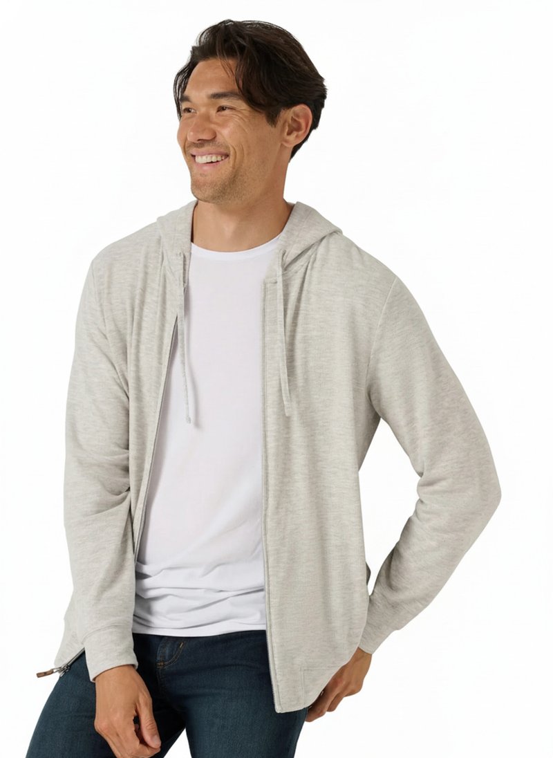 Travis Mathew Cloud Sweater Full Zip pánska mikina na zips, heather grey