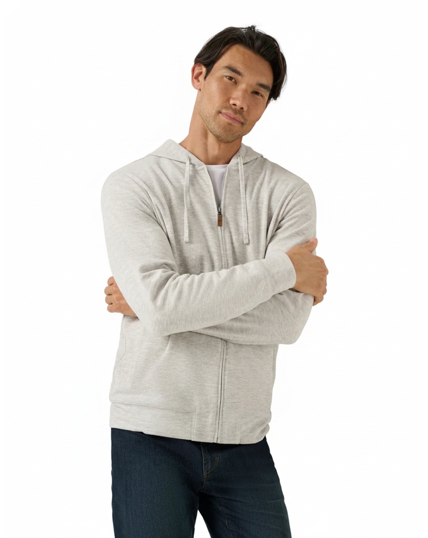 Travis Mathew Cloud Sweater Full Zip pánska mikina na zips, heather grey