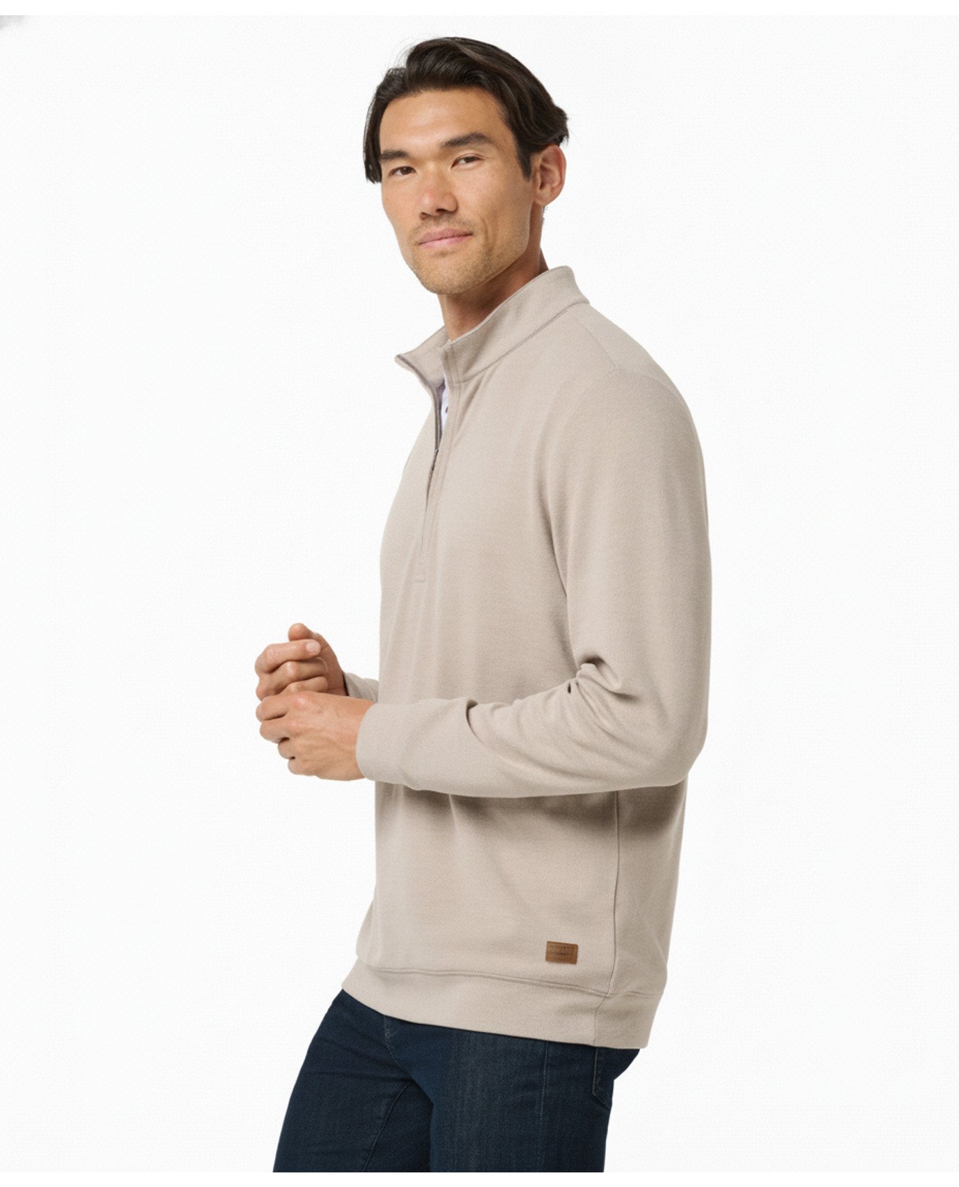 Travis Mathew Cloud pánsky sveter 1/4 zip, heather roasted cashew