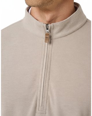 Travis Mathew Cloud pánsky sveter 1/4 zip, heather roasted cashew