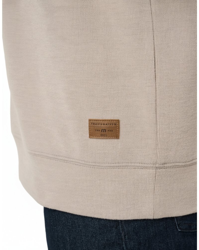 Travis Mathew Cloud pánsky sveter 1/4 zip, heather roasted cashew