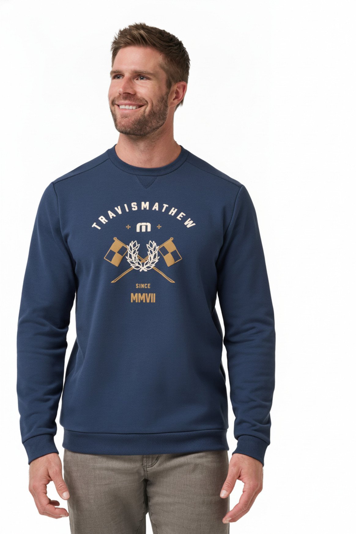 Travis Mathew TM Varsity Club Crew pánska mikina, total eclipse