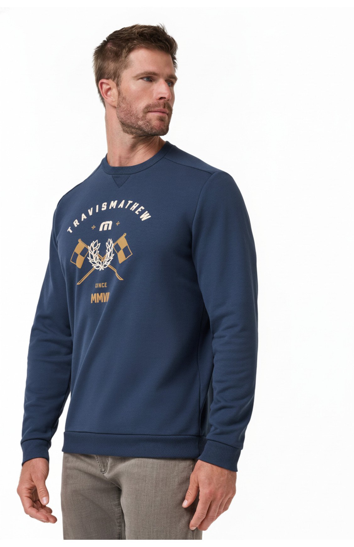 Travis Mathew TM Varsity Club Crew pánska mikina, total eclipse